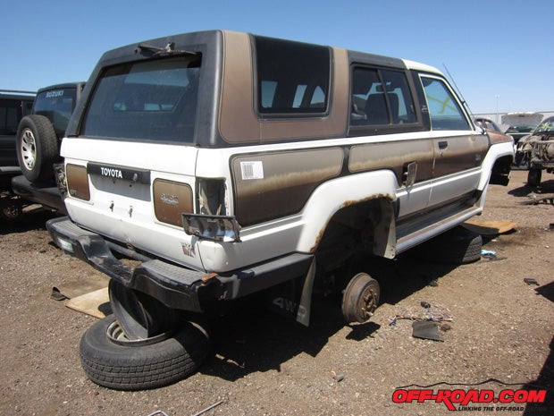 When youre done oogling the epic 80s Toyota paintjob, consider the solid front axle, Climb-O-Meter, rollbar, fans and wiring harnesses that are (were?) on this junkyard gem.