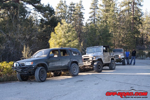 Snow and mud and dirt and rock and dirt, oh my! Upon returning to town for a beer and a bite, the more touristy types roaming schmaltzy downtown Big Bear were literally stepping off the curb to avoid touching our trucks  mission accomplished.