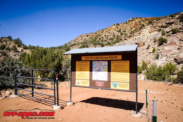 Coyote Canyon is only available for permitted driving on Friday and Saturday between 9 a.m. and 5 p.m. The entrance is gated, and access will only be granted on with a permit filed in town in Moab.