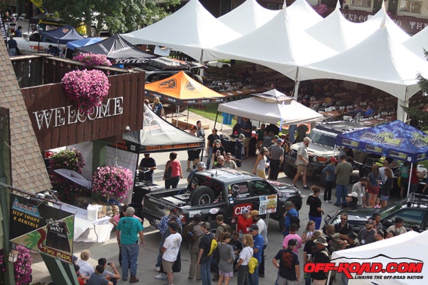 The midway at FJ Summit is cleverly disguised as a hotel parking lot in Ouray. Its not just a walk-through, however  food is served, trucks are repaired, people are met and parts are raffled. This is the center of the event, and it feels like it.