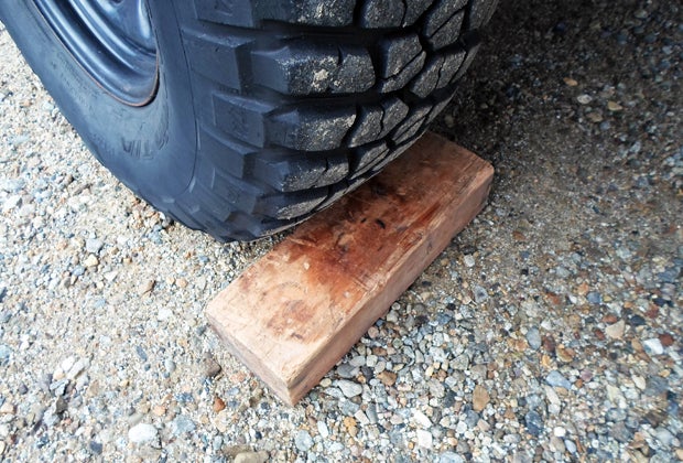 Use to chock wheels when changing a tire, winching, or anytime lifting on a jack. 