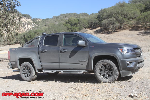 Yeah, the Duramax Colorado Trail Boss was a little dirty after hitting the off-road course. The Trail Boss features blacked-out badging, wheels, all-terrain Goodyear tires and a sport bar with LED lights, among other features.