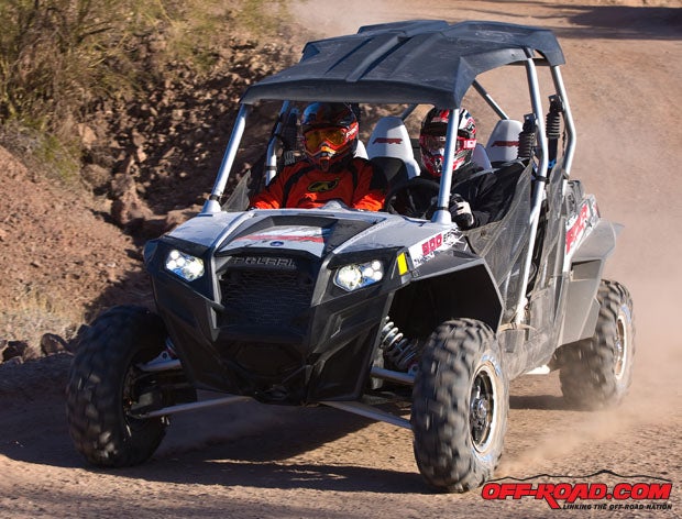 Although longer and heavier due to the two extra seats in the chassis, the RZR4 XP 900 still performs on the trail.