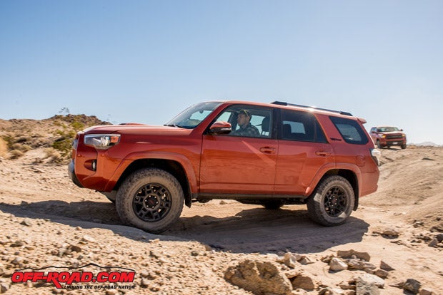 Although we didnt spend much time in the 4Runner on this trip, we have had the chance to drive it at a prior event. The TRD Pro 4Runner is highlighted by upgrades that include TRD-tuned springs and Bilstein coilover, remote-reservoir shocks that help provide the vehicle with an additional 1.5 inches of clearance in front.