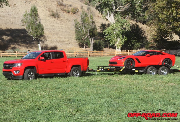 We didn't get a chance to tow the Corvette, as they wouldn't actually allow us on the streets with it, but we did pull a 4,000-pound trailer and were impressed with the Duramax Colorado's towing performance.