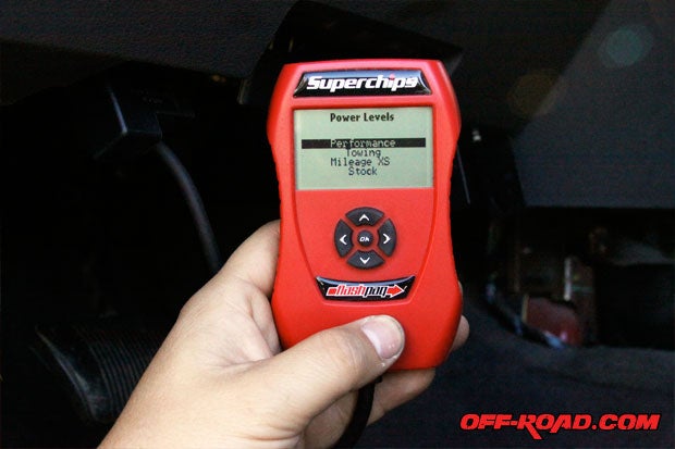 Open the ignition to ON to power up the Superchips Flashpaq. Follow the easy instructions and you are ready to tune your diesel truck in a mater of minutes. Its the easiest and most bang for your buck upgrade we have done to the truck thus far.