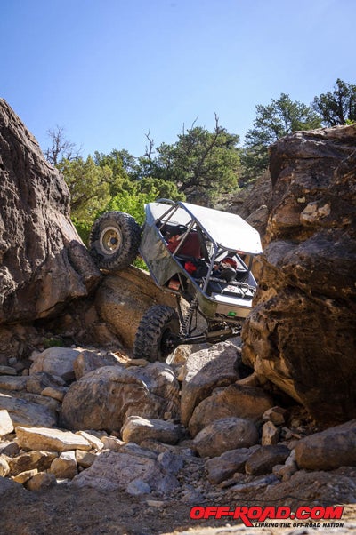 Even with giant tires, proper line choice is crucial to getting out Coyote Canyon without needing to pull out the winch. 