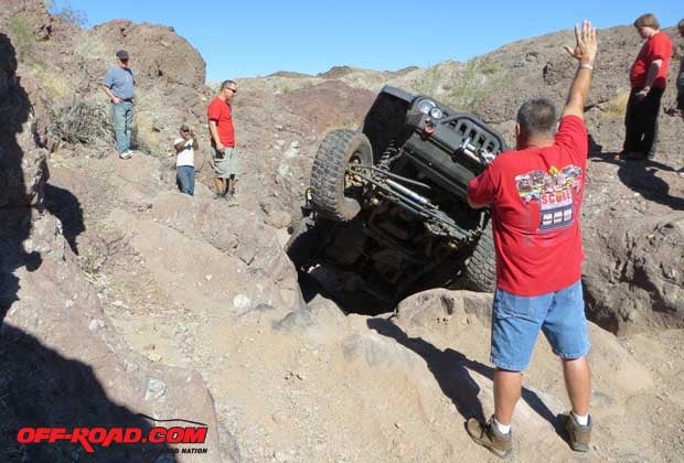 This obstacle on a trail called Deliverance caused everyone trouble and fully extended all the suspensions. Didnt matter whether your rig had leaf springs or coil springs, it felt like the Jeep was going to lay over on its side. But no one did!