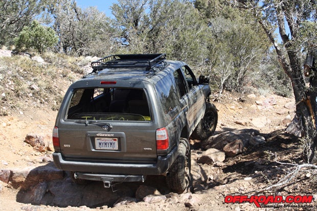 As youd expect, a third-gen 4Runner climbed the same rock/ledge obstacle sans drama. Boss Moment of the day: so did a stock F-150 extra-cab on street tires.