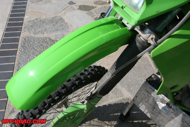 The new Acerbis front fender is secured via four bolts. Its installation is simple and it is a welcome esthetic upgrade.