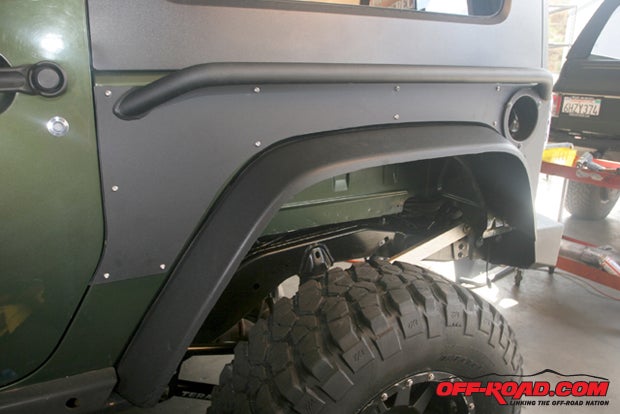 With the fenders and gas filler cap molding on, the Jeep looks great and is protected against trail damage.