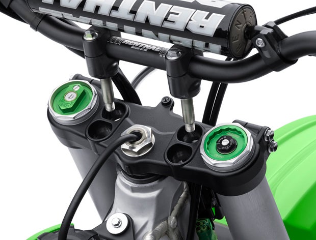 There are two handlebar mounting locations on the 2015 KX250F for more adjustability.