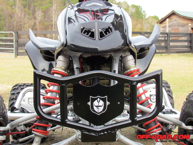The Dominator bumper from Pro Armor improves the look of the quad just as much as it protects it as well.