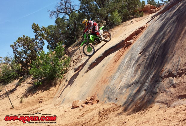 Fins & Things is a blast to tackle on dirt bikes. Intermediate riders will be fine on most of the trail, and although there are a few tougher drop-offs and rock ledges, many have bypasses as well. 