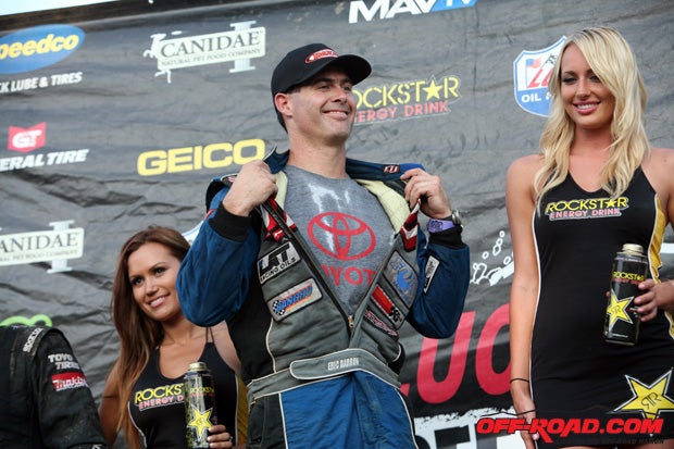 Eric Barron made it three in a row with Sunday's win in the Pro 4 class. He repped his Toyota truck with pride. 