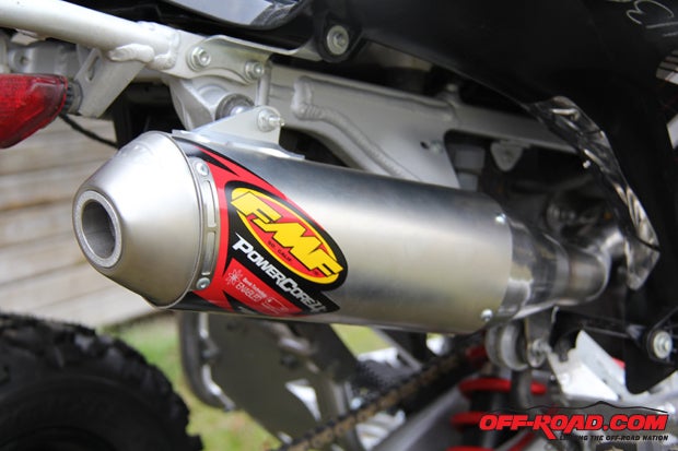 The FMF exhaust provides a few extra horsepower and gives it a mean sound