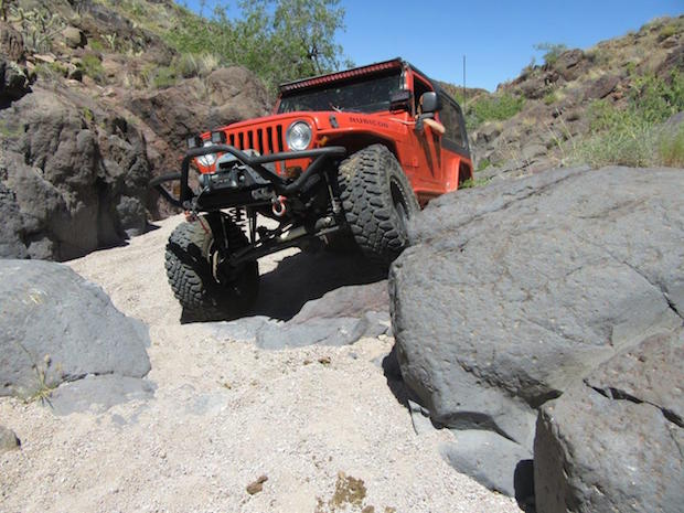 Maneuvering over and around boulders such as these requires strong systemsboth steering and suspension.