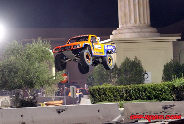 A large jump was the centerpiece of the Las Vegas track. 