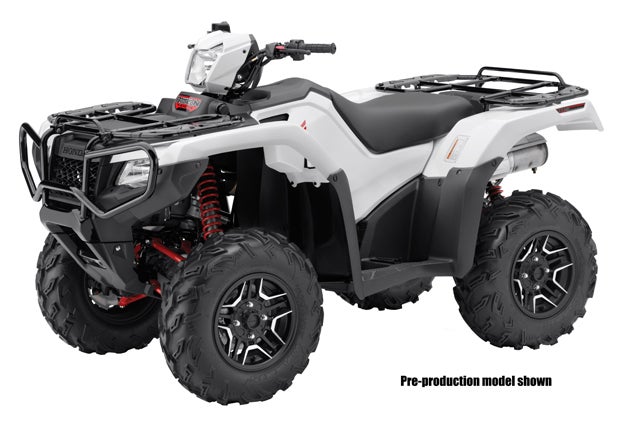 The 2015 Deluxe FourTrax Rubicon will feature cast-aluminum wheels and suspension components that are painted red.