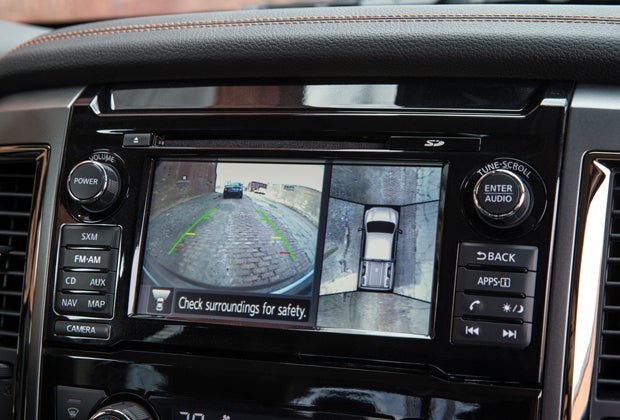 The 7-inch touchscreen on the Titan offers a host of features, including a rear backup camera and, on some models, Around View Monitor. 