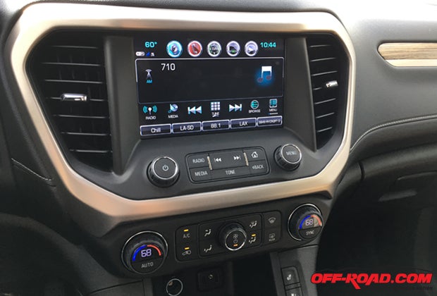The Acadia's touchscreen has a great layout and is easy to use. The 2017 Acadia also features Apple CarPlay and Android Auto.