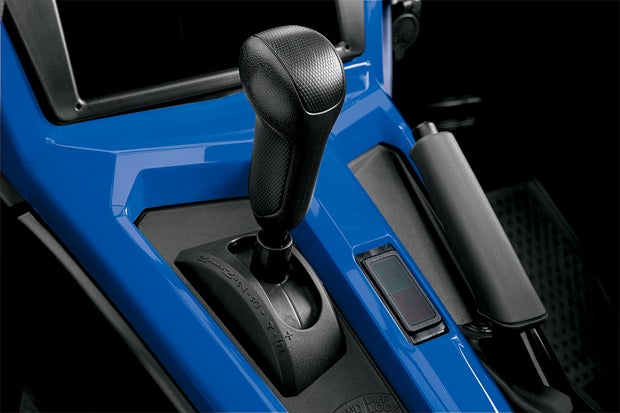 Aside from featureing three pedals on the floorboard, the YXZ1000R also features a manual shifter for its six-speed sequential gearbox.
