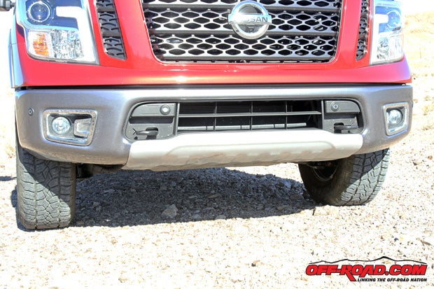 A skid plate is found up front on the Pro-4X for added off-road insurance. 