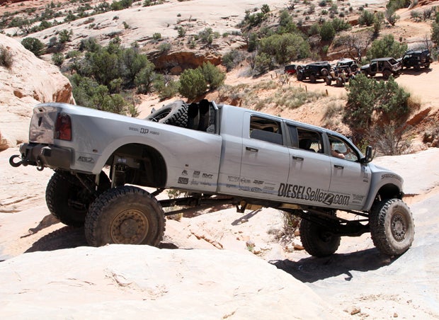 Diesel Sellerz brought out its six-door Mega Cab to tackle Wipe Out Hill. Suprisingly, it handled every obstacle in encountered. 