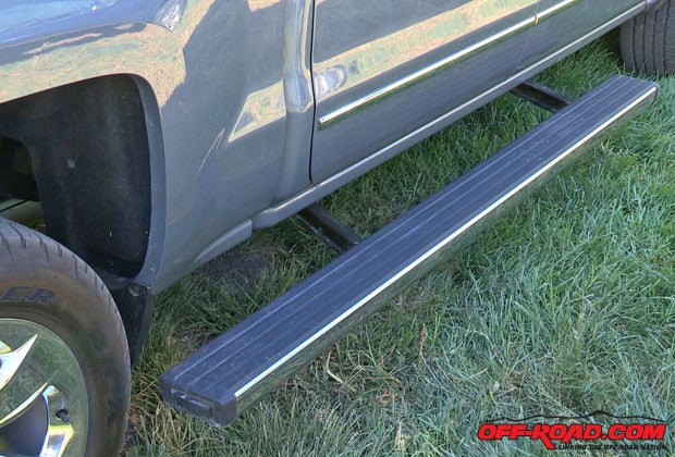 The articulating power step for the 2016 Silverado not only pulls out for access in and out of the truck, but it also articulates toward the truck bed for easy access to it.