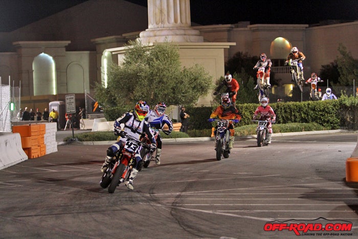 The supermoto racing was intense all night long.